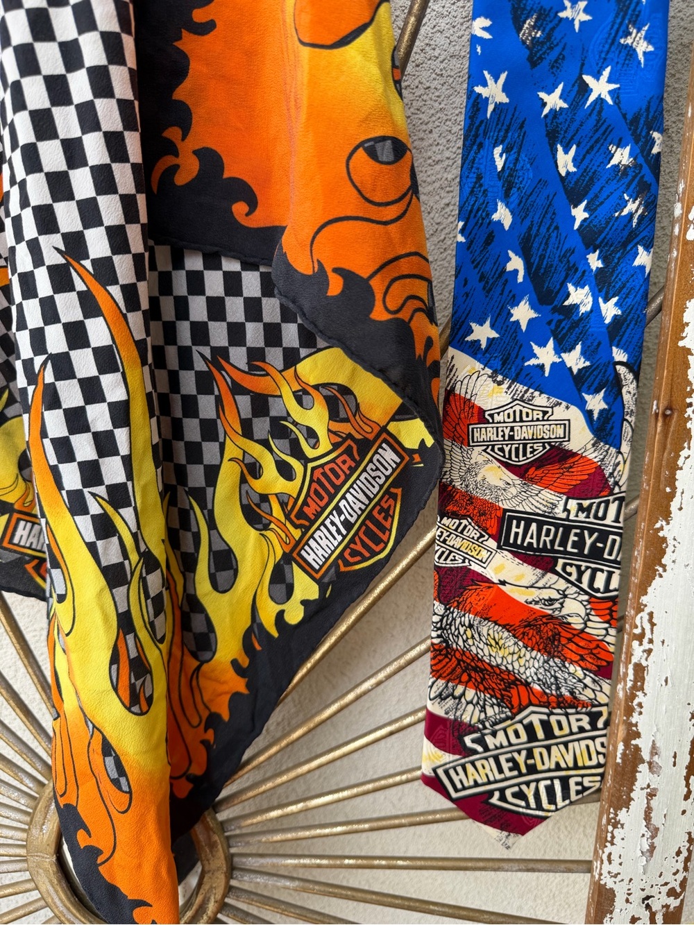 Harley-Davidson Scarf & Necktie Set Flames Eagles Motorcycle Biker